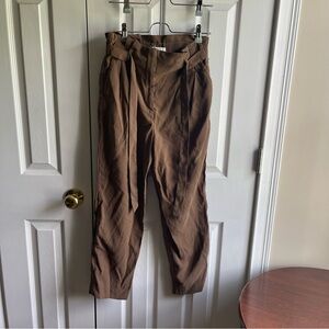 h&m brown paper bag suede like trousers